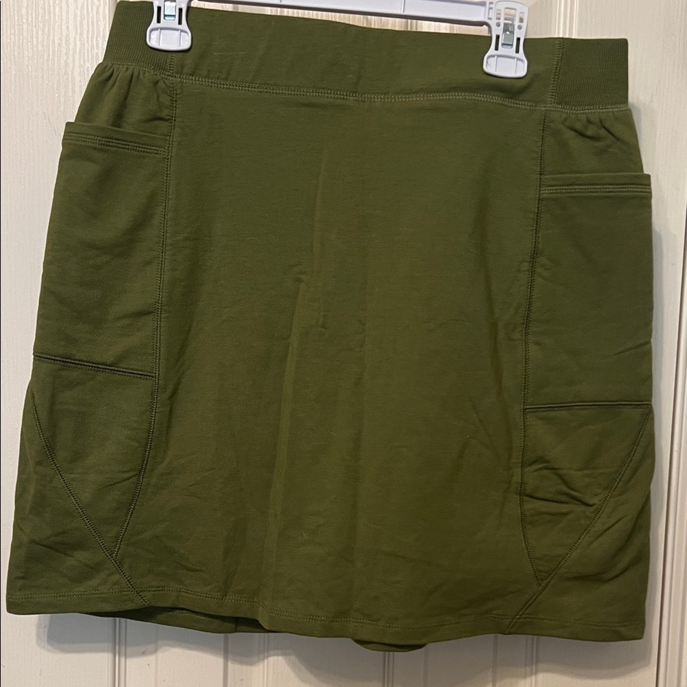 Denim&Co Olive Green Skort in French Terry
